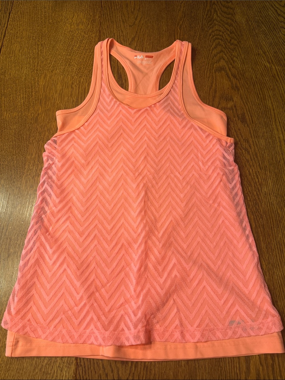Fila Coral Pink Chevron Racerback Athletic Tank, XS
